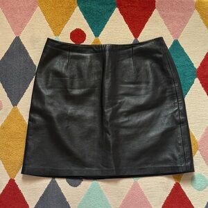 Cache Black Leather Mini Skirt
